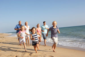 family on beach